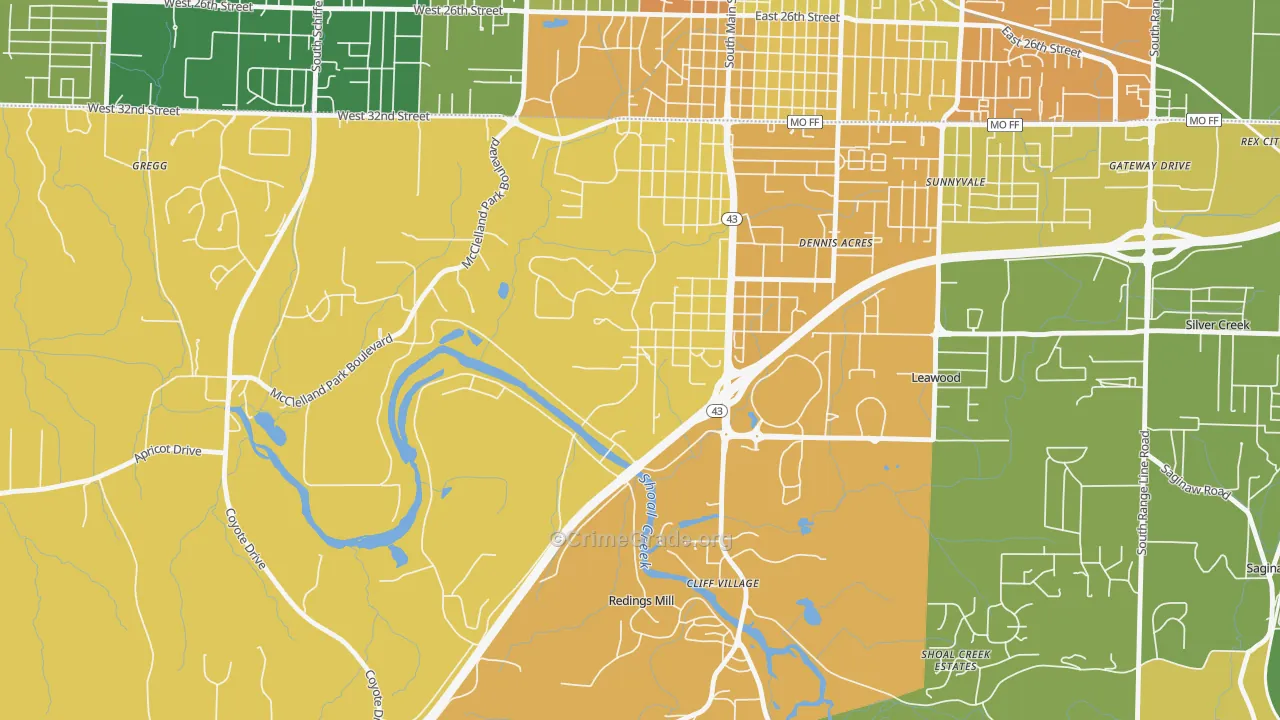 Shoal Creek Drive, MO Map of Murder Rates