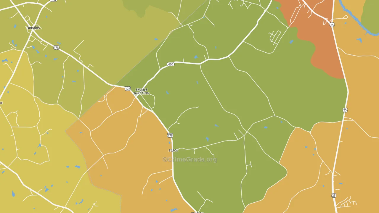 Shoals Junction, SC Map of Murder Rates