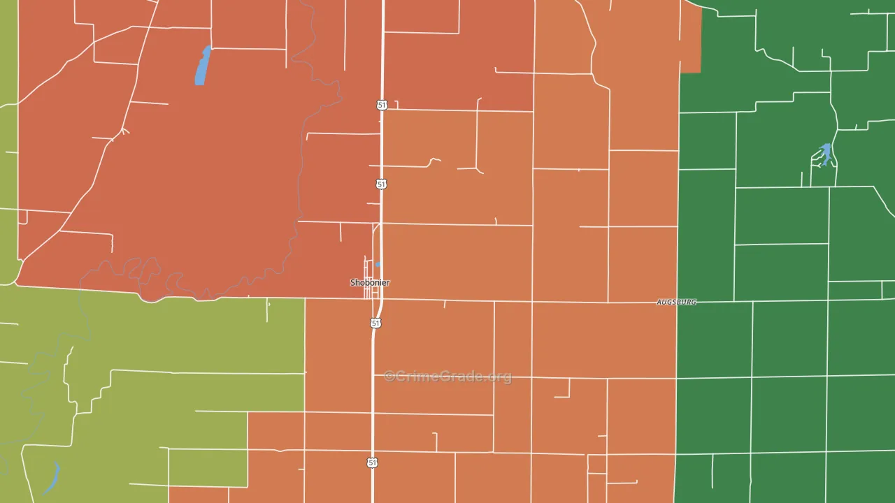 Shobonier, IL Map of Murder Rates