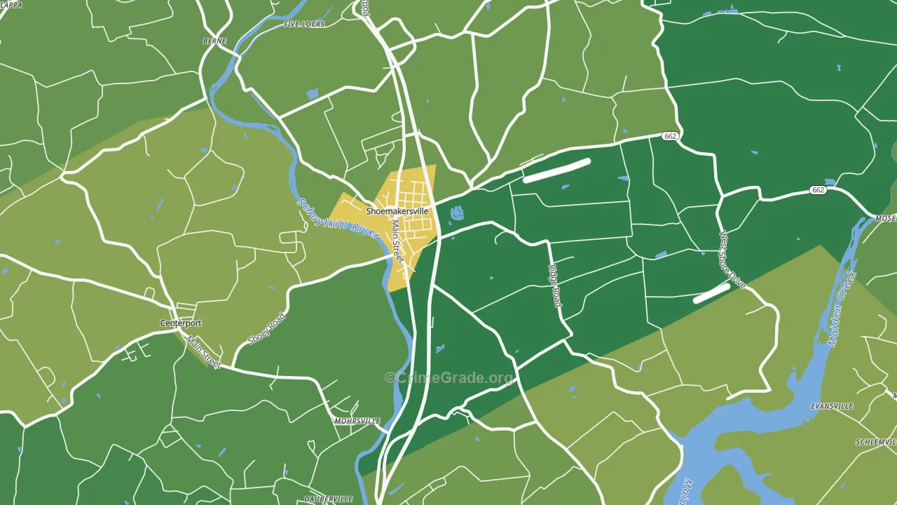 Shoemakersville, PA Map of Murder Rates