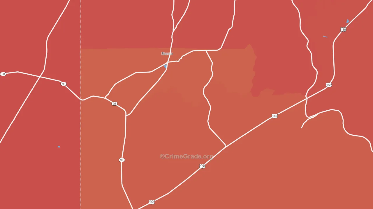 Shonto, AZ Map of Murder Rates