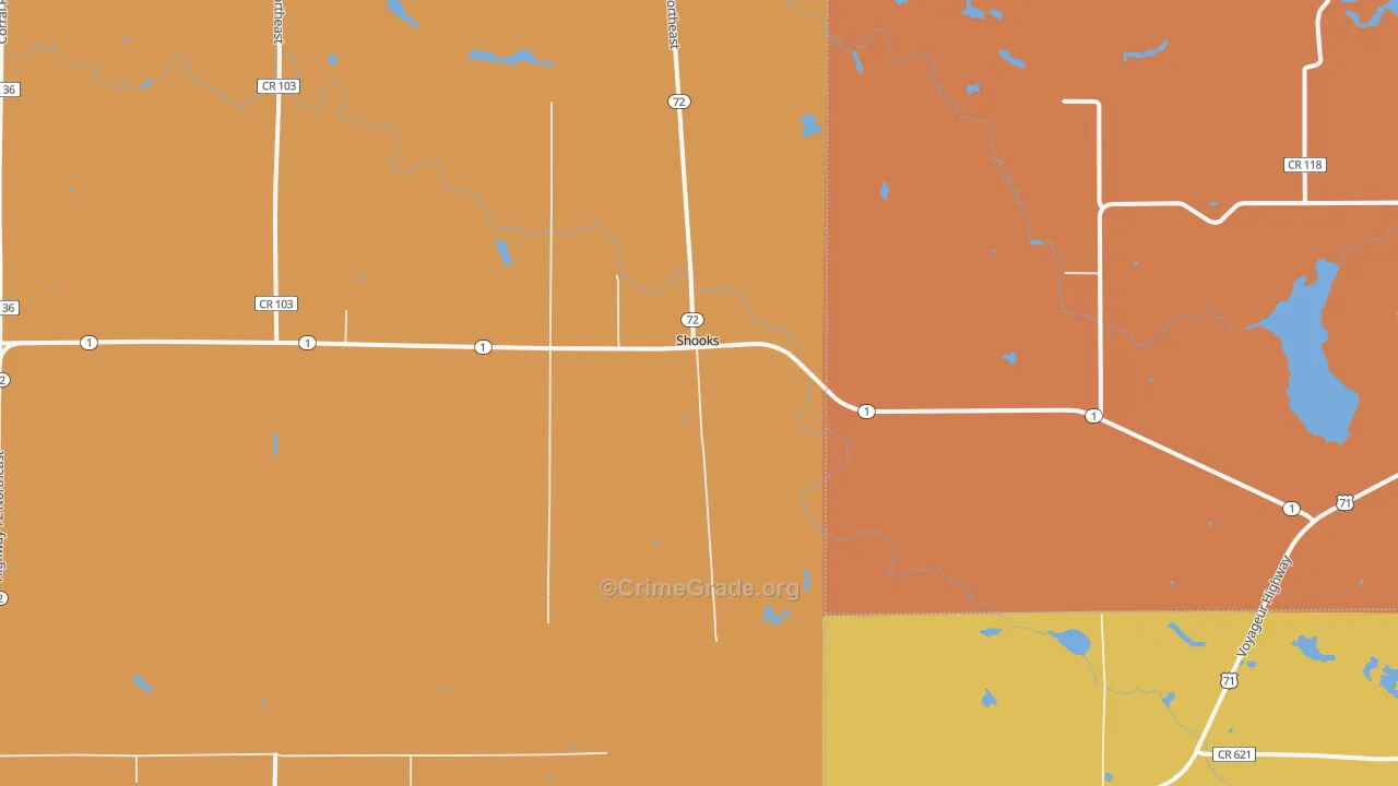 Shooks, MN Map of Murder Rates