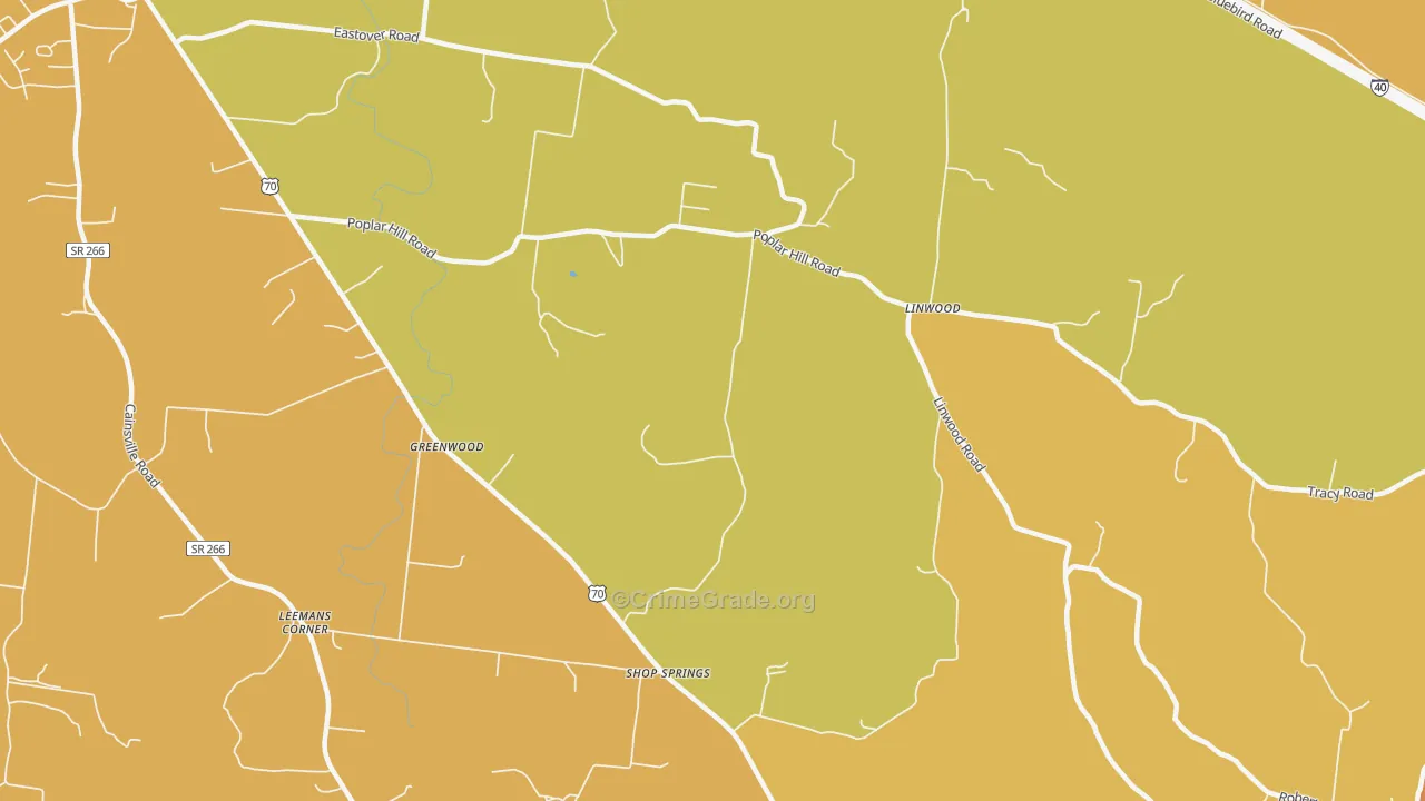 Shop Springs, TN Map of Murder Rates