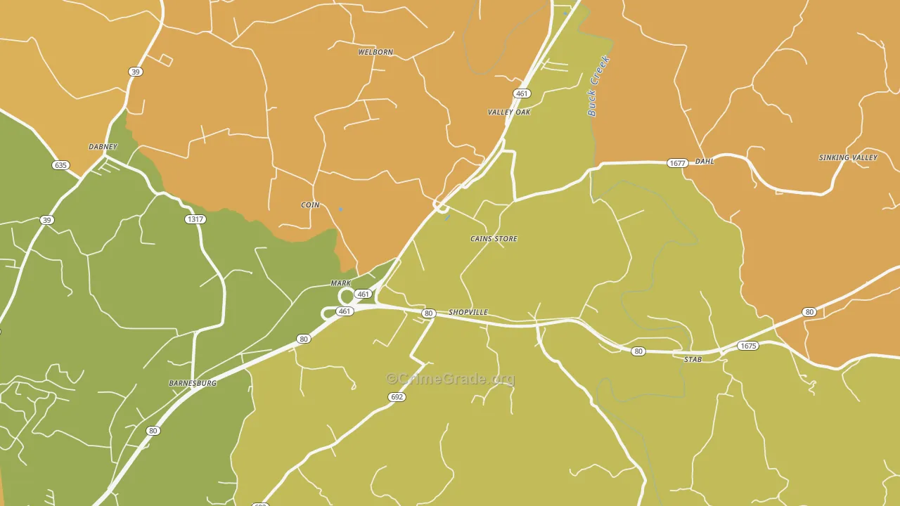 Shopville, KY Map of Murder Rates