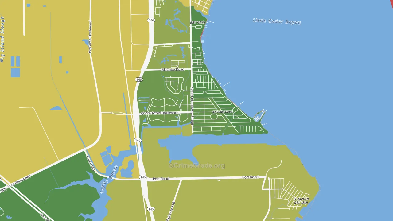 Shoreacres, TX Map of Murder Rates