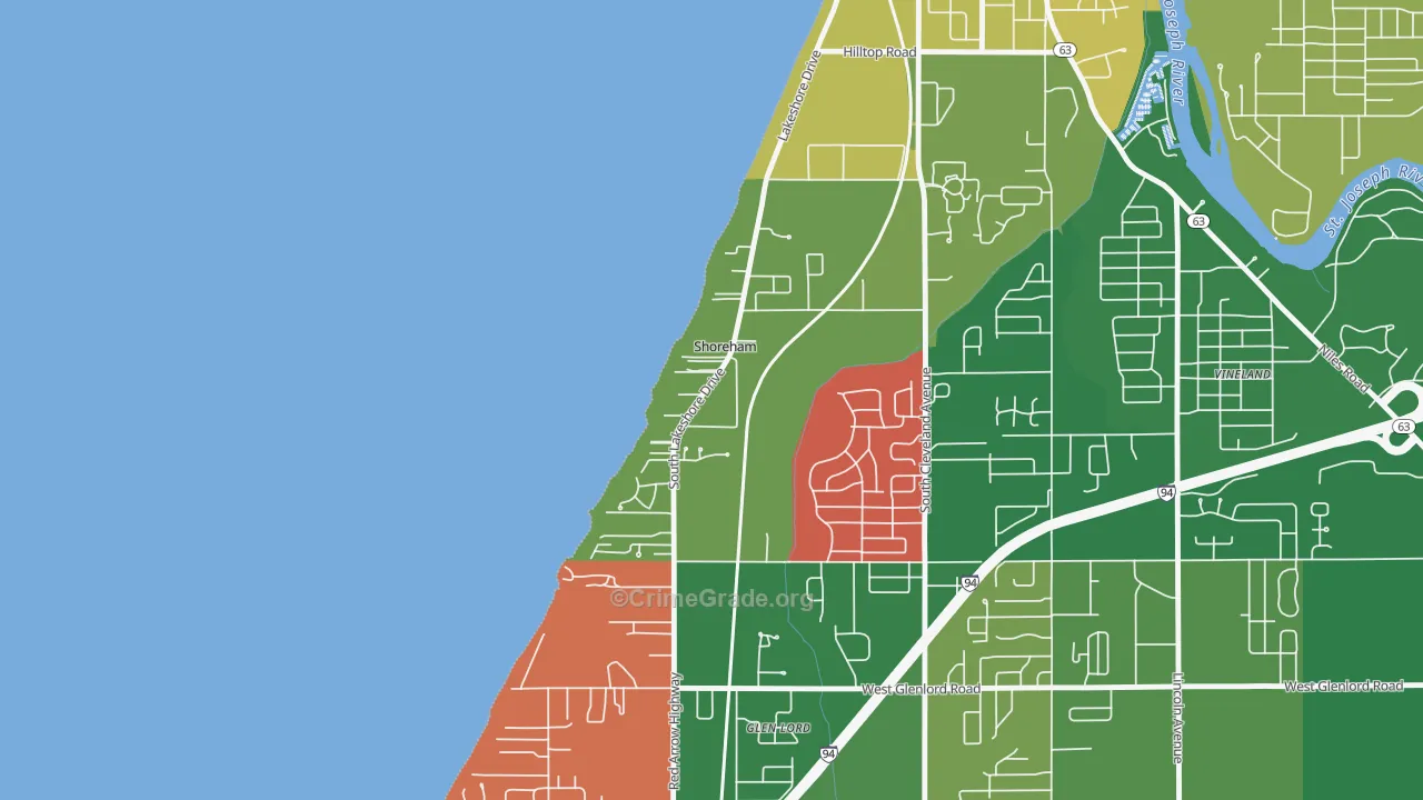 Shoreham, MI Map of Murder Rates