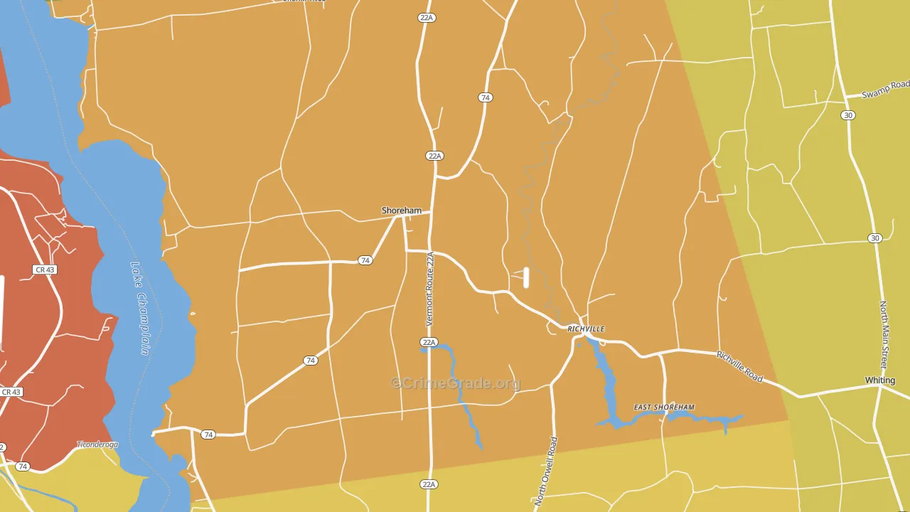 Shoreham, VT Map of Murder Rates