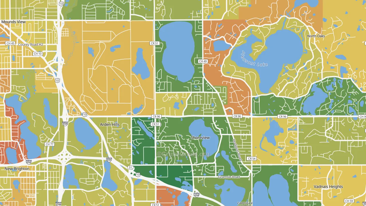 Shoreview, MN Map of Murder Rates