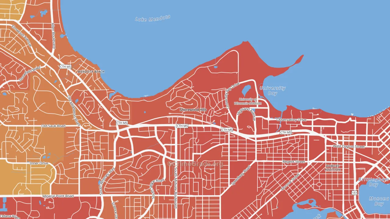 Shorewood Hills, WI Map of Murder Rates