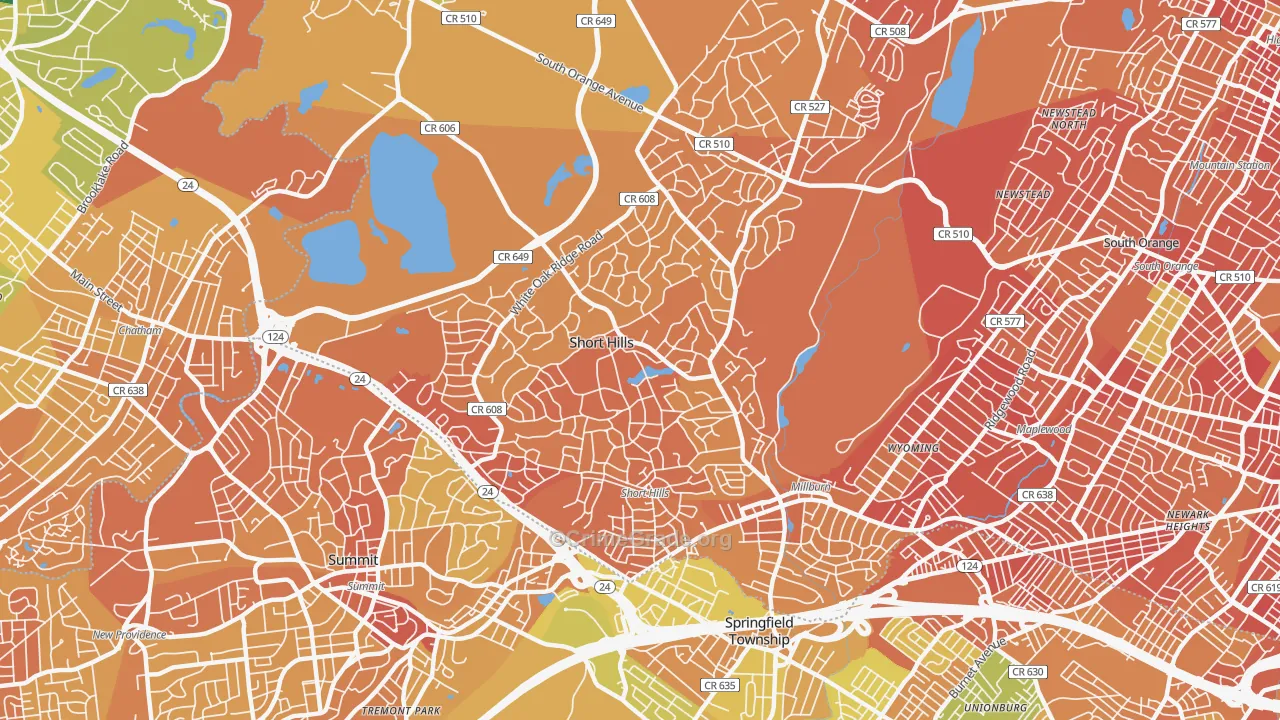 Short Hills, NJ Map of Murder Rates