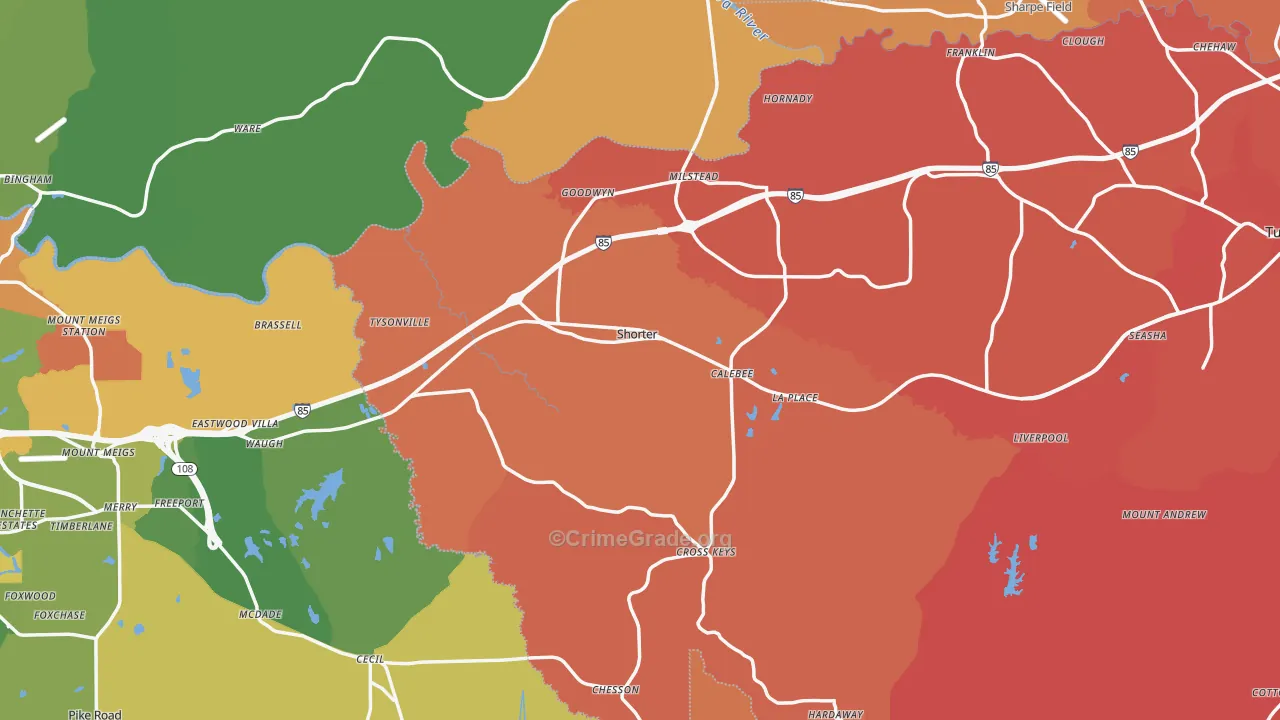 Shorter, AL Map of Murder Rates