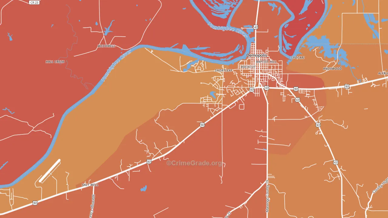 Shortleaf, AL Map of Murder Rates