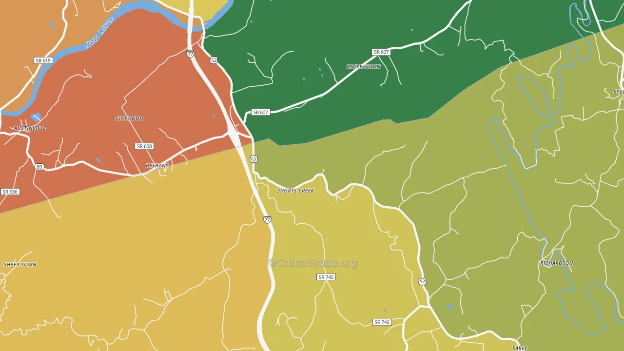 Shorts Creek, VA Map of Murder Rates