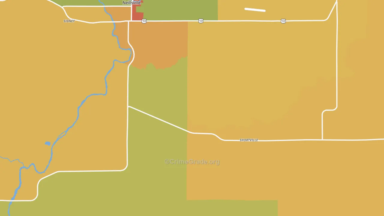 Shortville, WI Map of Murder Rates