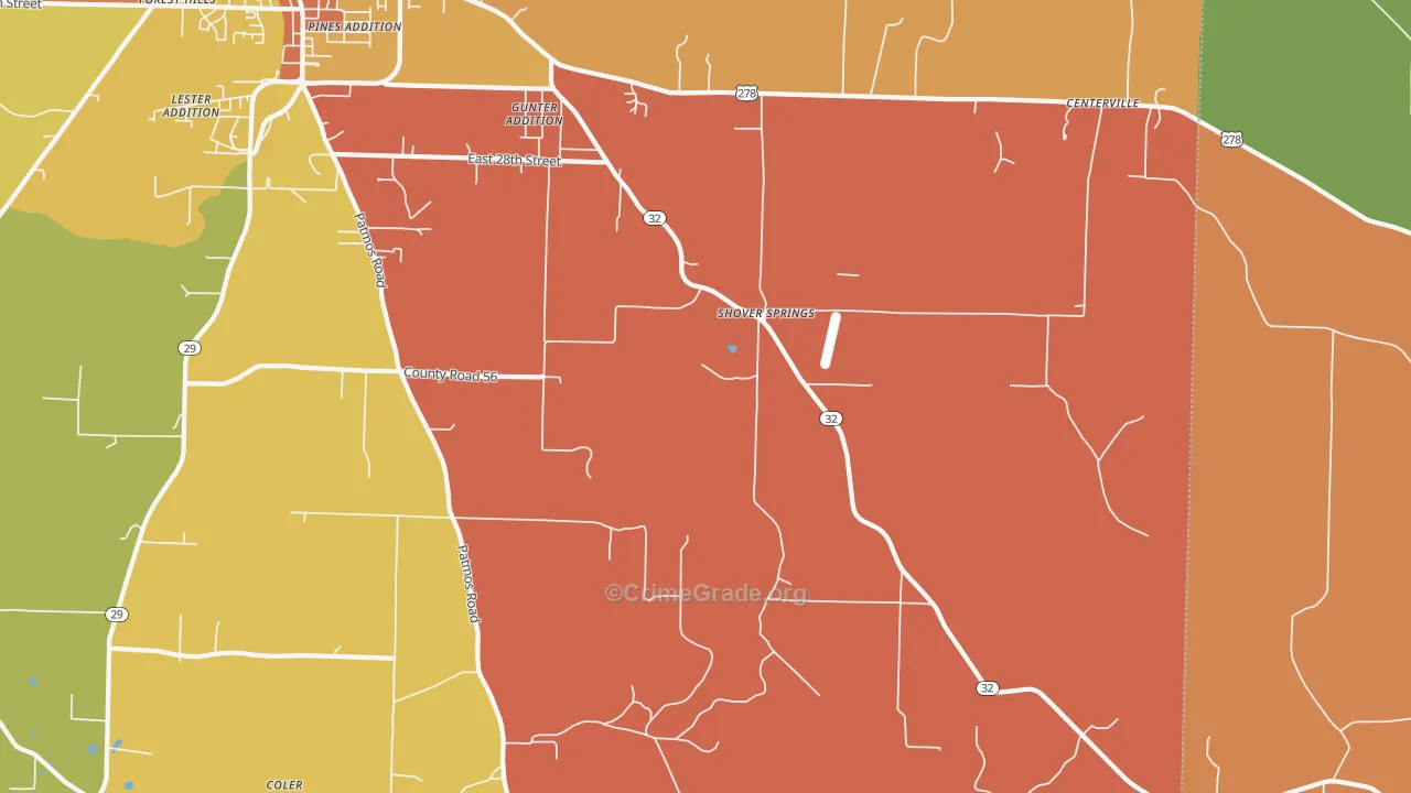 Shover Springs, AR Map of Murder Rates