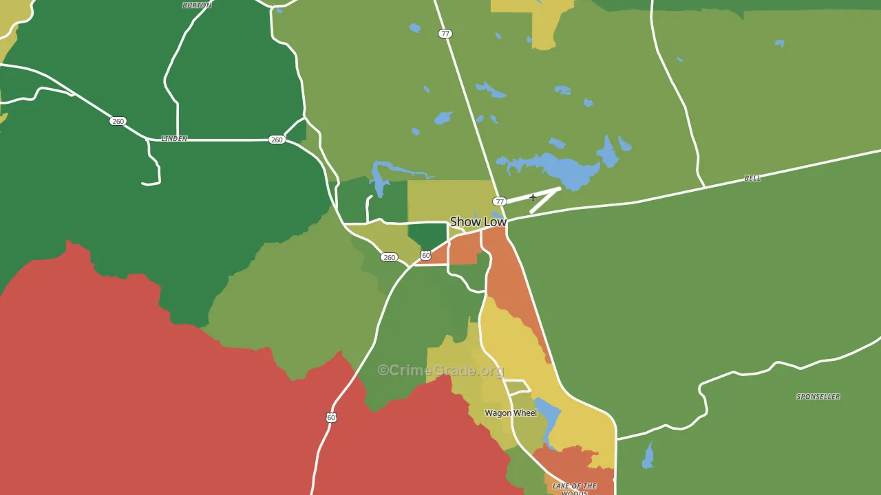 Show Low, AZ Map of Murder Rates