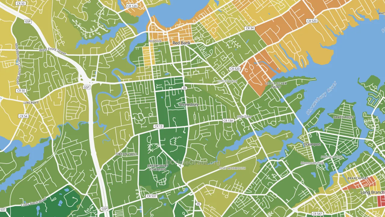 Shrewsbury, NJ Map of Murder Rates