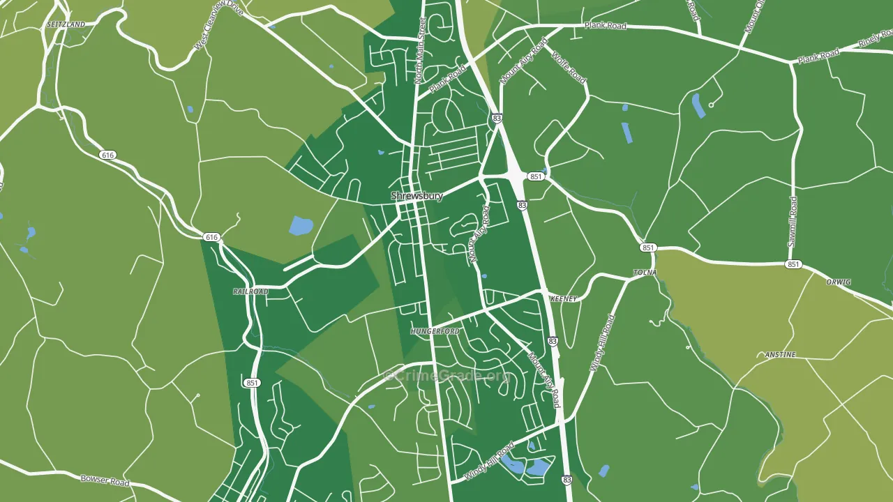 Shrewsbury, PA Map of Murder Rates