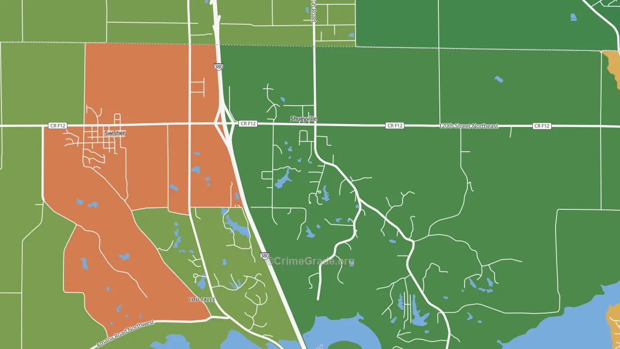Shueyville, IA Map of Murder Rates