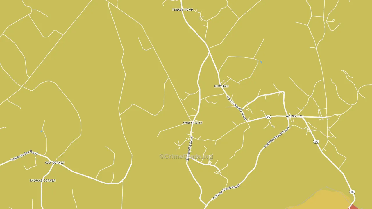 Shulerville, SC Map of Murder Rates