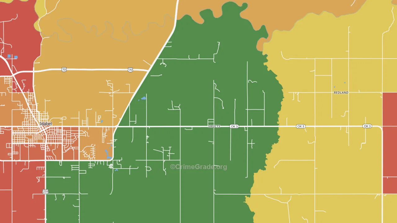 Shults, OK Map of Murder Rates