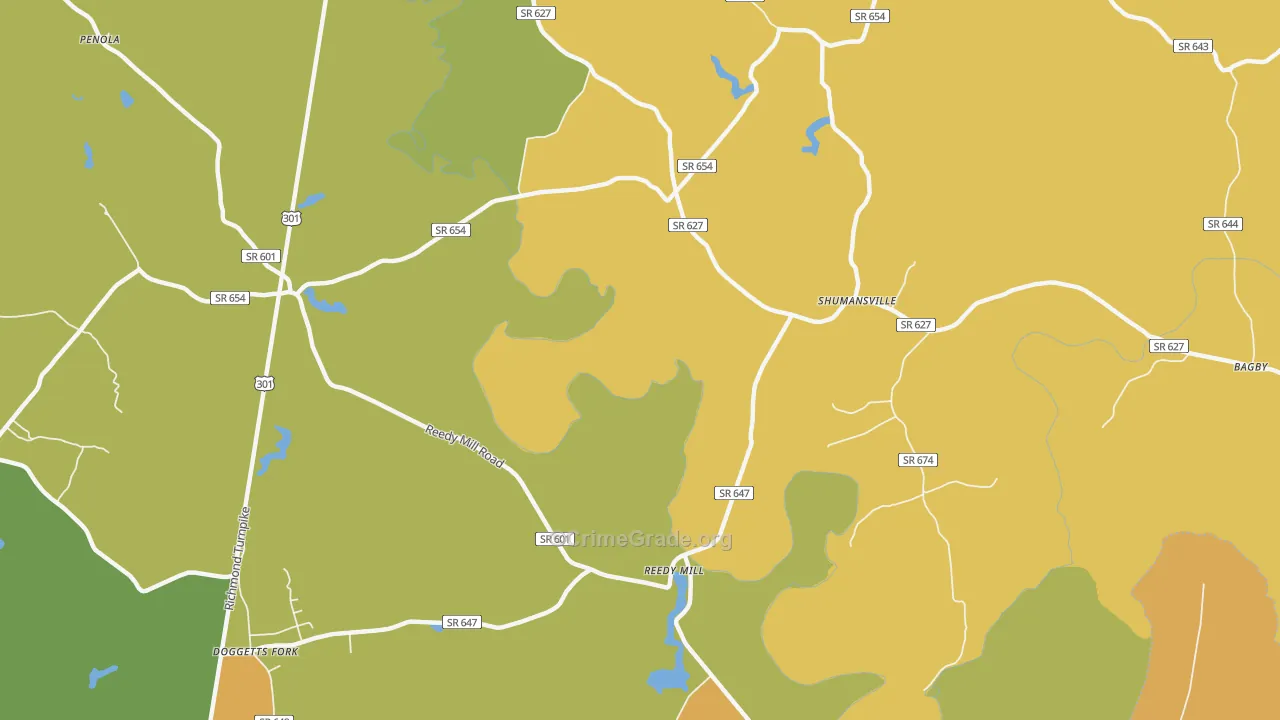 Shumansville, VA Map of Murder Rates