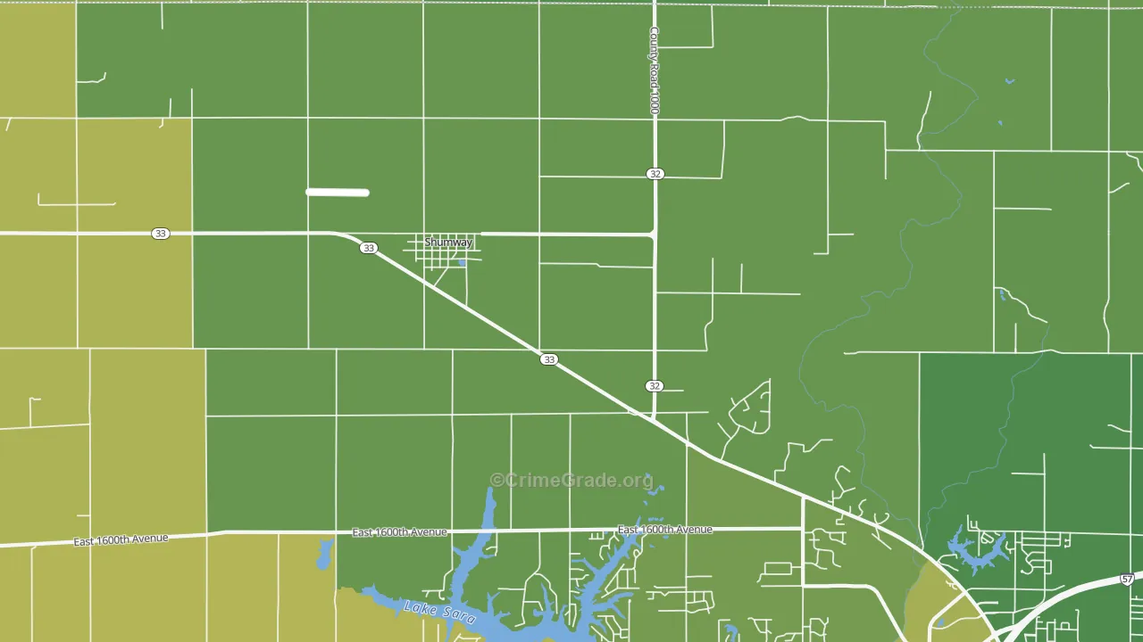 Shumway, IL Map of Murder Rates