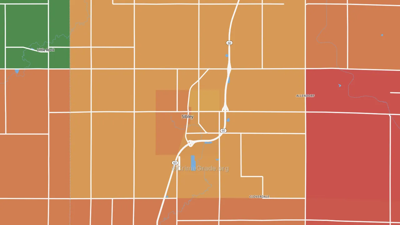 Sibley, IA Map of Murder Rates