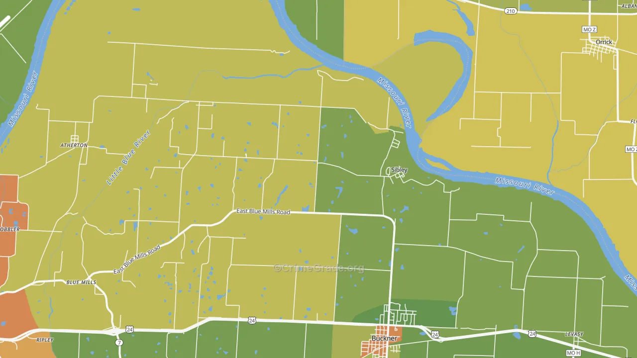 Sibley, MO Map of Murder Rates