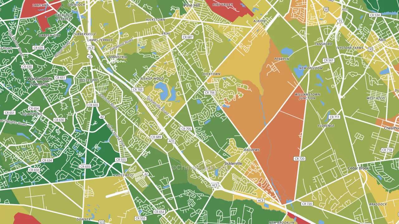 Sicklerville, NJ Map of Murder Rates