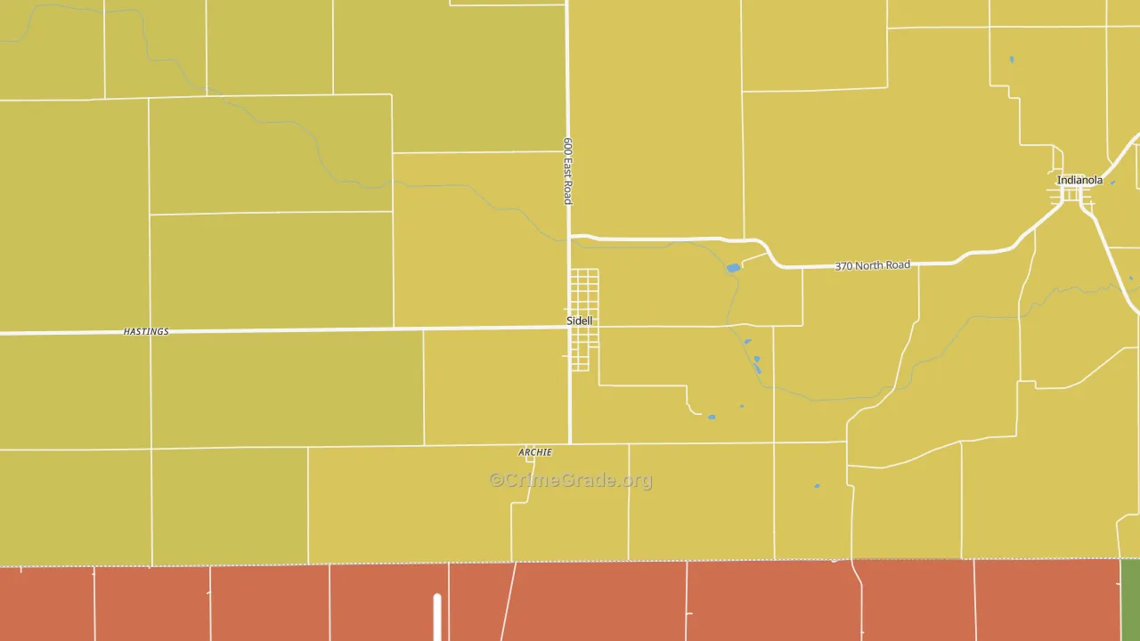 Sidell, IL Map of Murder Rates