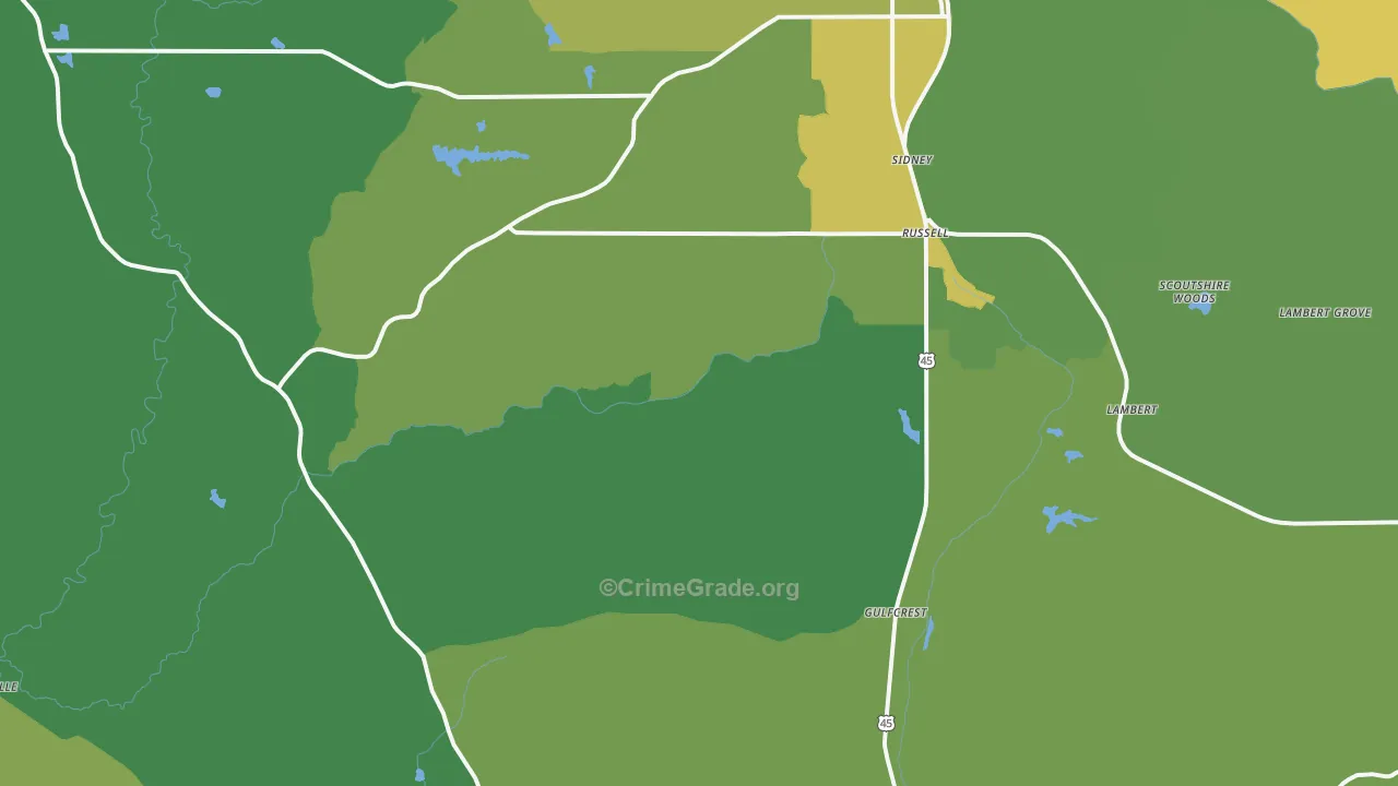 Sidney, AL Map of Murder Rates