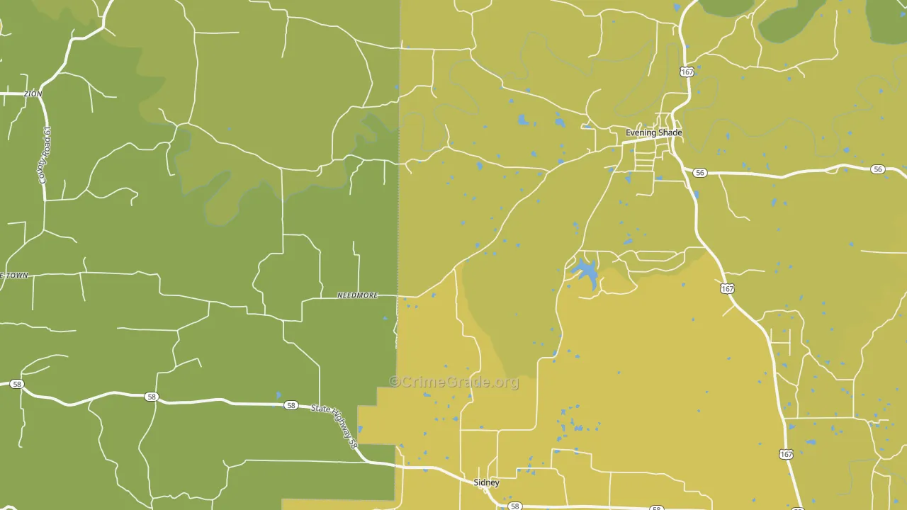 Sidney, AR Map of Murder Rates