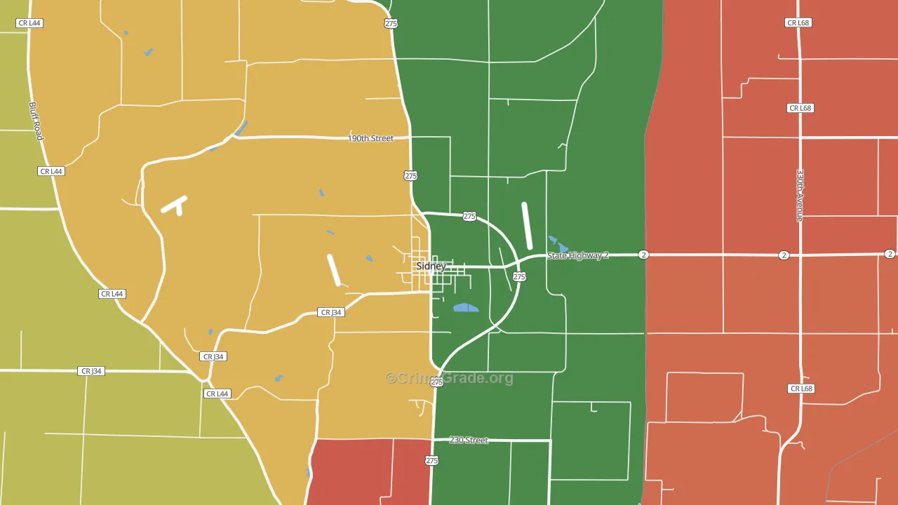 Sidney, IA Map of Murder Rates