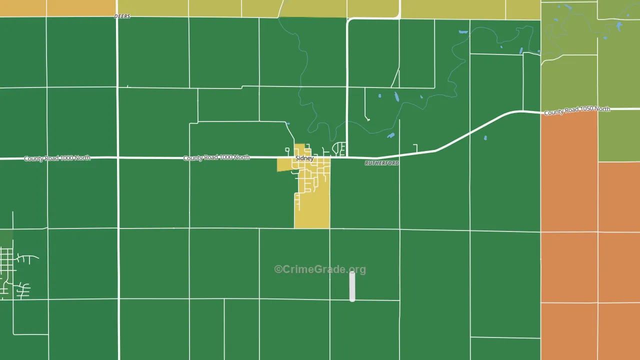 Sidney, IL Map of Murder Rates