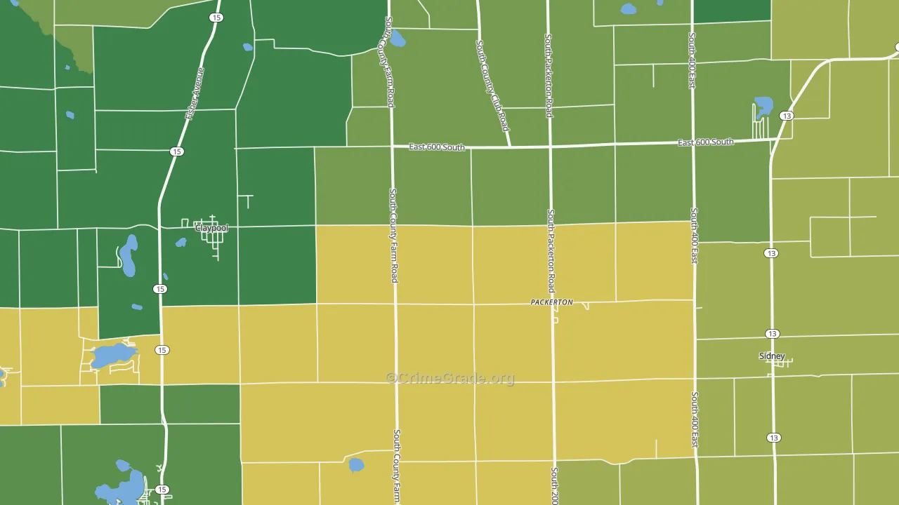 Sidney, IN Map of Murder Rates