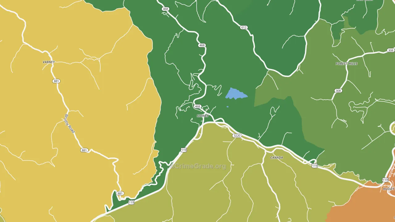 Sidney, KY Map of Murder Rates