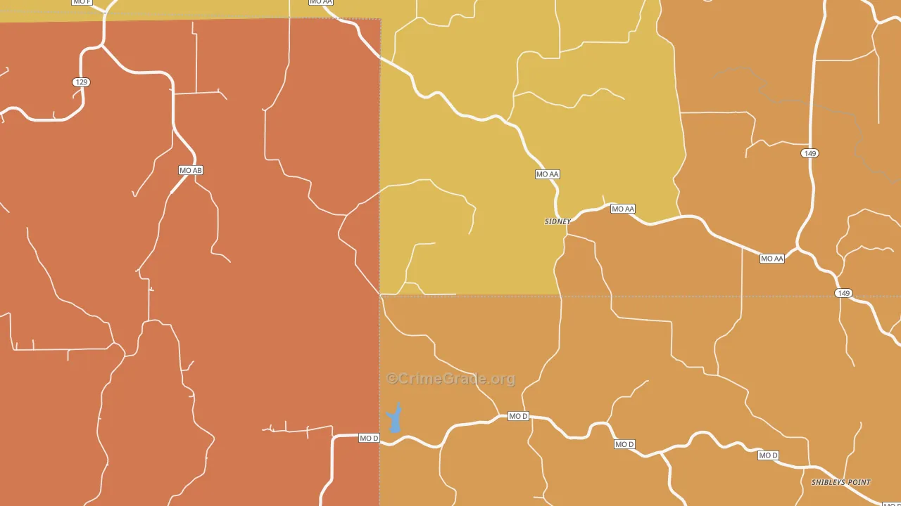 Sidney, MO Map of Murder Rates