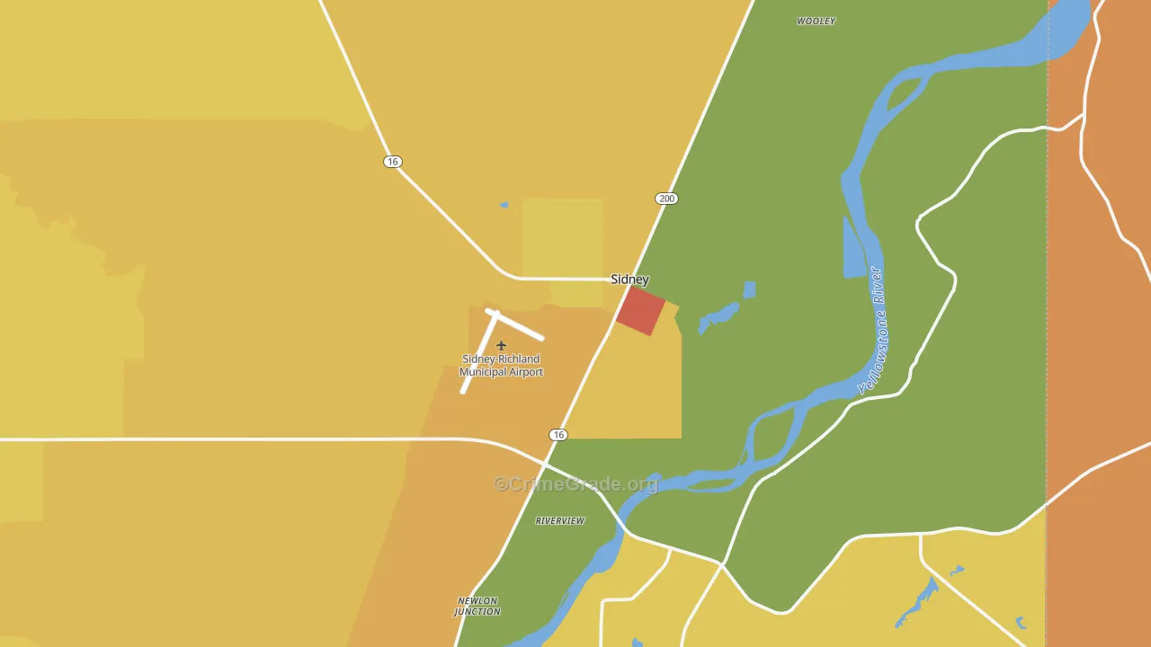 Sidney, MT Map of Murder Rates