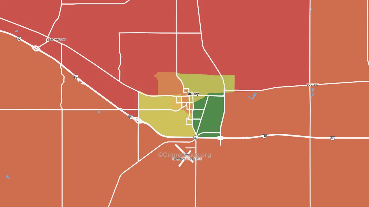 Sidney, NE Map of Murder Rates