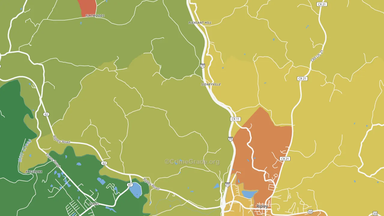 Sidneyville, WV Map of Murder Rates
