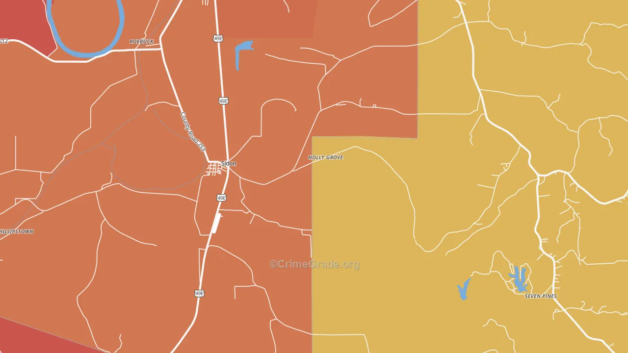 Sidon, MS Map of Murder Rates