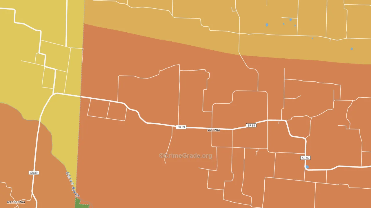 Sidonia, TN Map of Murder Rates