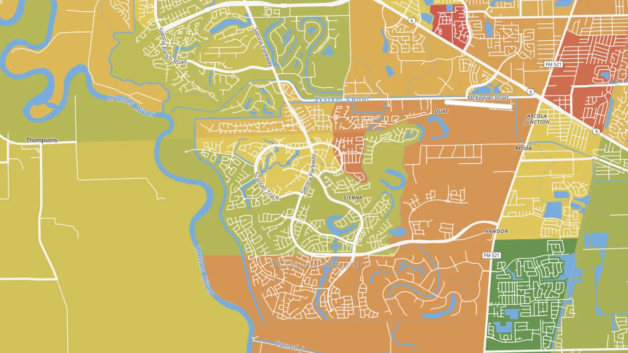 Sienna Plantation, TX Map of Murder Rates