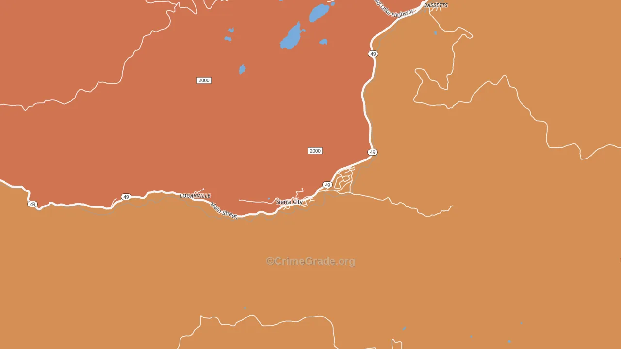 Sierra City, CA Map of Murder Rates
