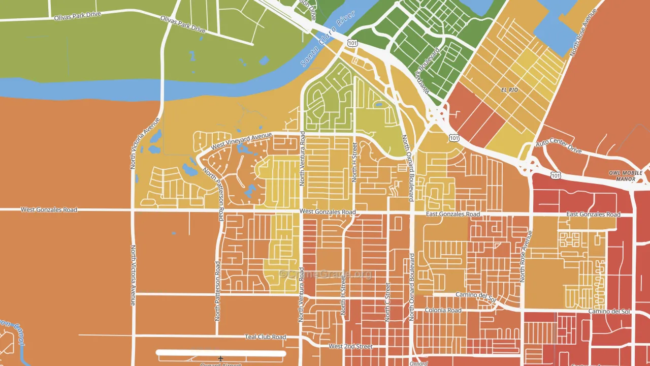 Sierra Linda, Oxnard, CA Map of Murder Rates