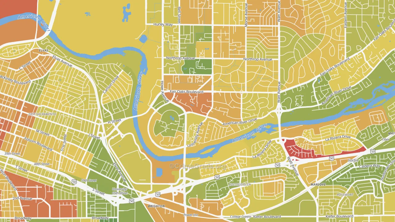 Sierra Oaks, Sacramento, CA Map of Murder Rates