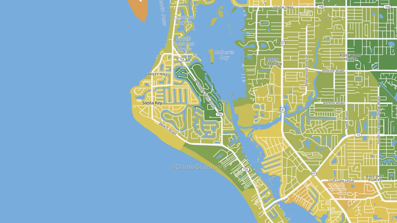 Siesta Key, FL Map of Murder Rates