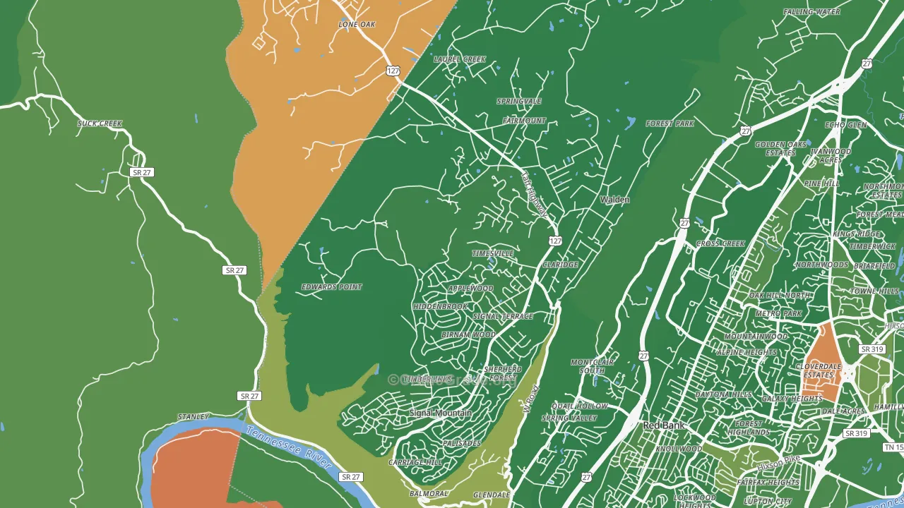 Signal Mountain, TN Map of Murder Rates