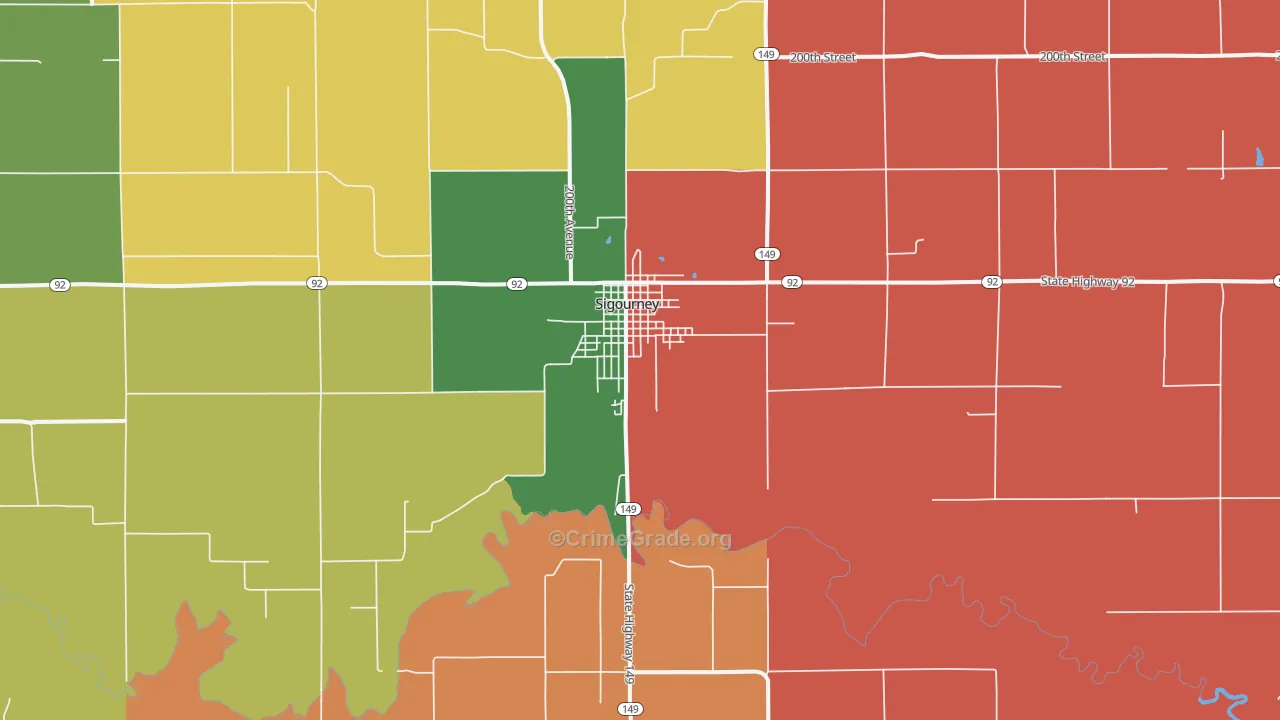 Sigourney, IA Map of Murder Rates